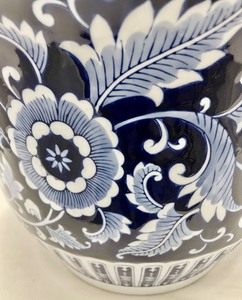 Beautiful Blue Floral Design Asian Planter