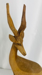 Trio of Carved Wooden African Animals including Wooden Carved Giraffe and Carved Rhinoceros