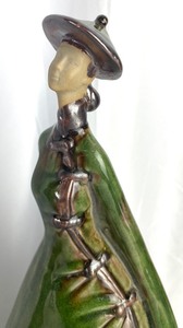 Vintage Chinese Elongated Glazed Ceramic Figurine Sculptures