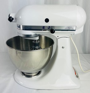 White Kitchen Aid Stand Mixer with Accessories and Manual