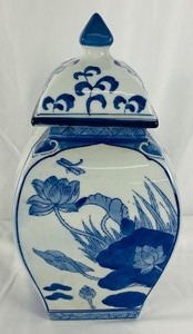 Blue and White Lidded Chinese Ginger Jar