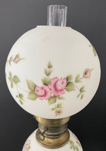 Fine Vintage Floral Hurricane Lamp