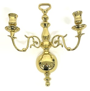 Pair of Brass Wall Mount Candle Sconces