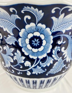 Gorgeous Large Blue and White Floral Design Planter