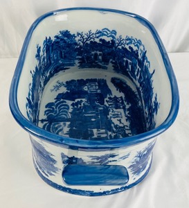 Vintage Ceramic Arts Foot Bath - Blue and White Decorative Foot Bath