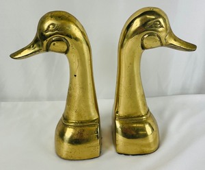 Pair of Vintage Brass Duck Bookends