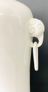 White Ceramic Vase with Elephant Ring Handles