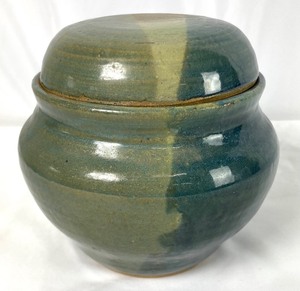 Signed Studio Pottery Multi Colored Lidded Pot