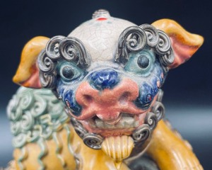 Porcelain Colorful Foo Dog Sculpture