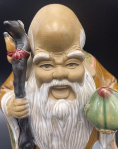 Chinese Porcelain Statue of Shou Lao Immortal God of Longevity, Wiseman