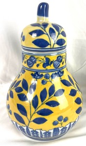 Pair of Yellow and Blue Floral Canisters