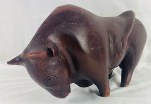 Vintage Solid Wooden Bull