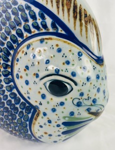 Unique Vintage Large Latin Inspiration Pottery- Large Pottery Fish Decorative Figurine