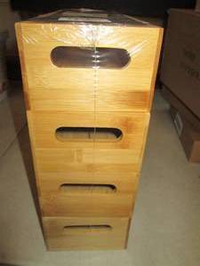 lot 1 image: wood pantry bins with labels ...