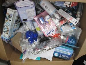lot 38 image: box of sanitizer, masks uv light an...