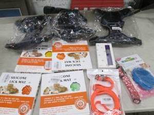lot 62 image: lot of dog lick mats, walking harne...