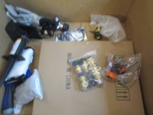 lot 178 image: box of gardening items hose ends, g...