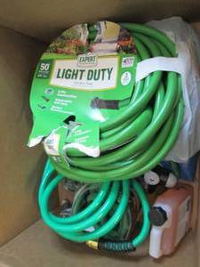 lot 179 image: box of garden hoses, sprayers , win...