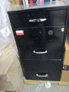 3 Drawer Black Metal Filing Cabinet...