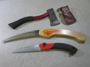 lot 314 image: (G-1) Hatchet and 2 Folding Saws...