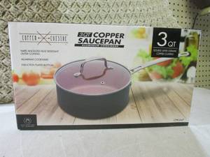 lot 330 image: (F-0) 3 Qt Copper Saucepan Aluminum...