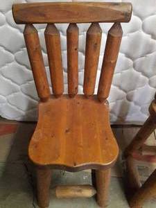 Incredible Pair Handmade Vintage Amish Wood Log Heavy Duty Counter Kitchen Stools - Great Condition Sold As 2 Per Lot