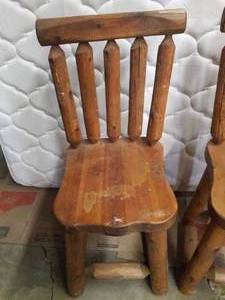 Incredible Pair Handmade Vintage Amish Wood Log Heavy Duty Counter Kitchen Stools - Great Condition Sold As 2 Per Lot