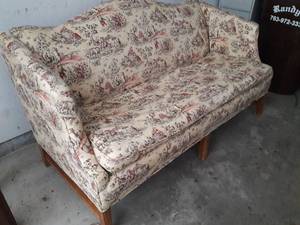 Vintage Sofa With Lovely Custom Upholstered Patterned Fabric By Waverly
