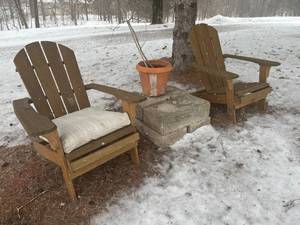 Vintage Pair Adirondack Wooden Chairs Outdoor Seating Furniture Set - This Is For The 2 Chairs Only