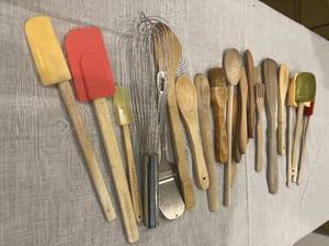 Vintage Spatula Mixing Utensils Wooden Spoon Kitchenware