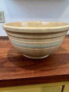WOW Very Rare Light Blue Band Vintage Large 14 Gold-N-Bake Watt Ware Pottery Ovenware Mixing Bowl&nbsp