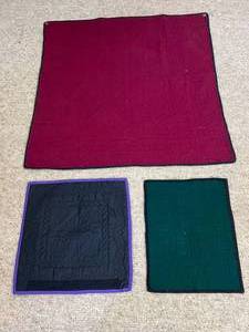 Lot Of 3 Vintage Handmade Beautiful Geometric Square Diamond Check Patterned Quilts