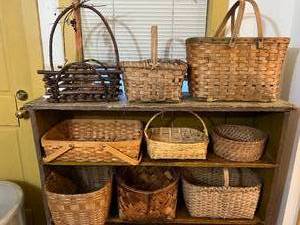 Lot of Primitive Antique &amp Vintage Wooden Woven Baskets