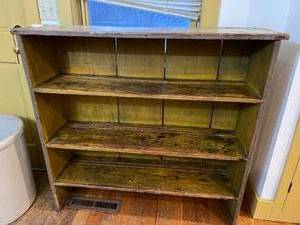 Antique Primitive Bookshelf Wooden Storage Shelving