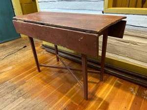 Antique Primitive Wooden Drop Leaf Table