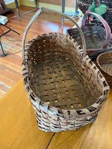 Lot of Divine Antique Woven Wooden Baskets - Take A Close Look At The Bent Wood &amp Nails Used