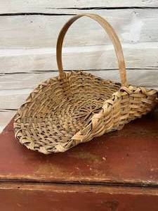 Lot of 2 Antique Wood Woven Baskets