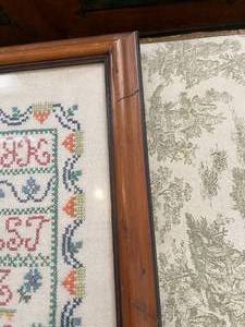 Framed Cross-Stitch Work Alphabets, Numbers, and Quote