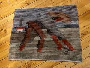 Splendid Vintage Hand Woven Farmer Tapestry Art