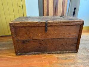 Giant Antique Wood Trunk Storage Chest With Primitive Leather &amp Iron Accents - I want This