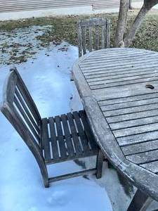 Vintage Teak Wood Outdoor Table With 4 Chairs Furniture Set