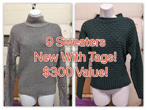 9 Sweaters Brand New With Tags $300 Value