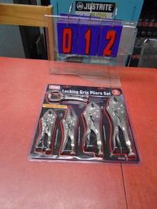 lot 12 image: New 5 piece set of locking pliers. As shown.