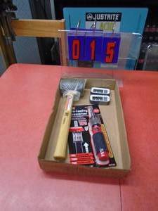 lot 15 image: Flat of rubber mallet with multi bit screwdriver. As shown.