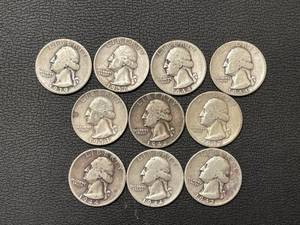 10 Washington Silver Quarters