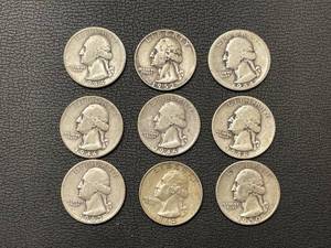 9 Washington Silver Quarters
