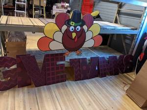 VictoryStore Thanksgiving Lawn Decorations Give Thanks & Turkey wStakes, 3 Sets