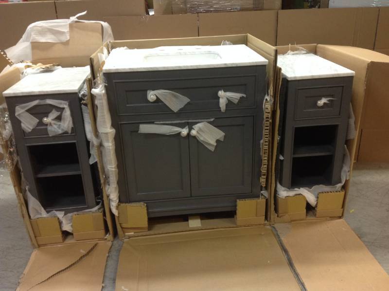 Mornington 54 in. W x 21 in. D Single Bath Vanity in Grey with Marble Vanity Top in White with White Sink