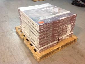 lot 2 image: Lot of Assorted 18 Boxes of Hand Scraped Strand Woven Light Taupe 38 in. T x 5-18 in. W x 36 in. L Engineered Click Bamboo Flooring by Home Decorators Collection Customer Returns See Pictures