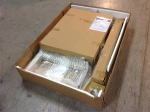 lot 13 image: 46 in. Adjustable Height Work Table with 2-Drawers in White by Husky Customer Returns See Pictures